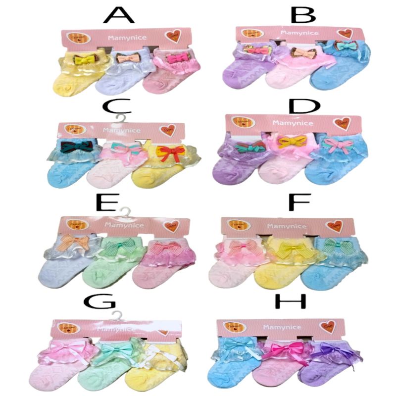 Kaos Kaki Bayi Perempuan Motif Renda Isi 3 Pcs