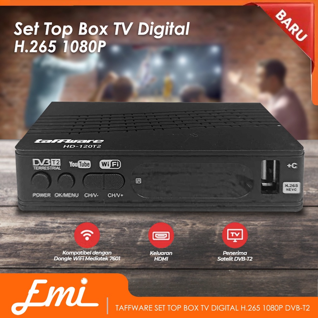 Taffware STB Set Top Box TV Receiver Digital H.265 1080P DVB-T2