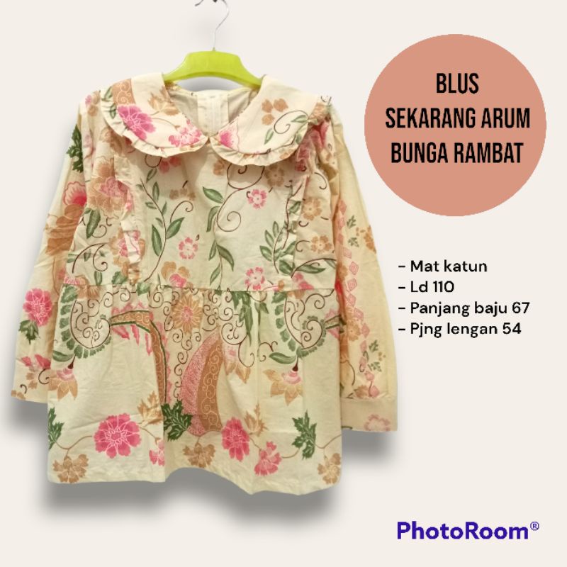 Blouse sekar arum rempel batik solo wanita kerja batik atasan kerja modern