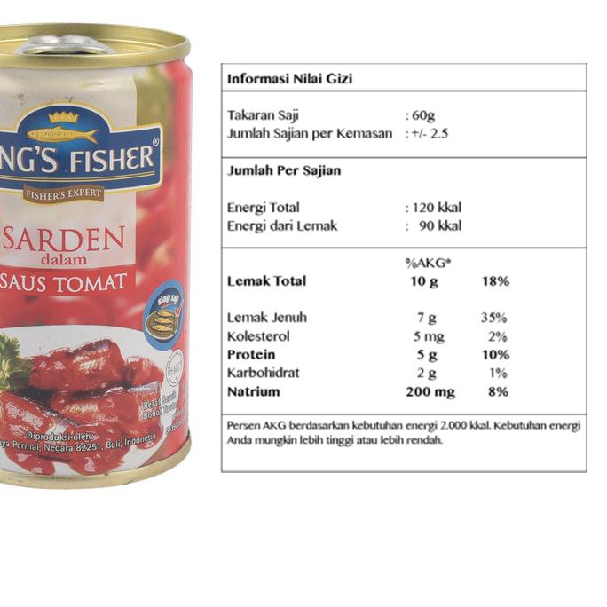 

Discount Today King's Fisher Paket 6 pcs Sarden mini saus tomat Makanan Kaleng 155 gr