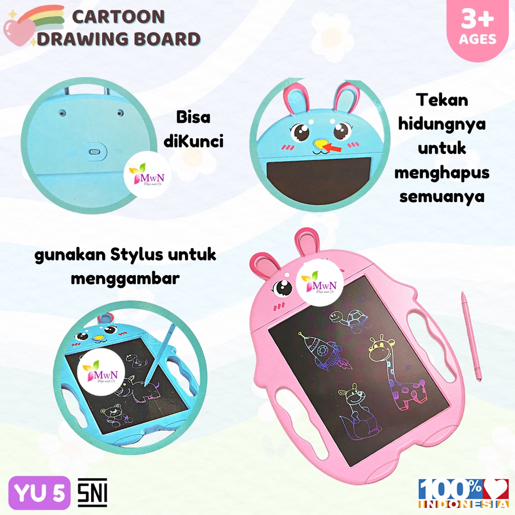 MWN Mainan Anak Papan Menggambar Cartoon Drawing Board YU 5