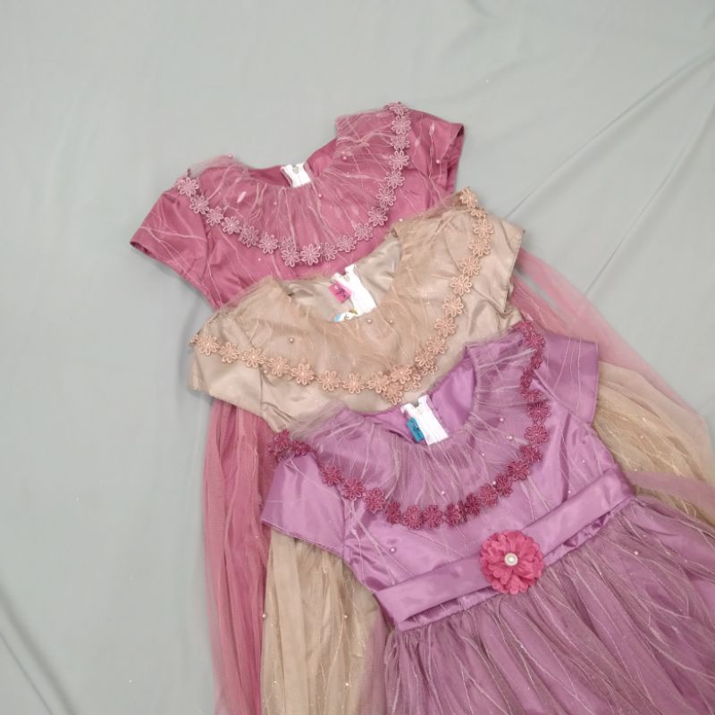 Dalila Dress | Dress Brokat Tile Anak Perempuan [READY STOCK]