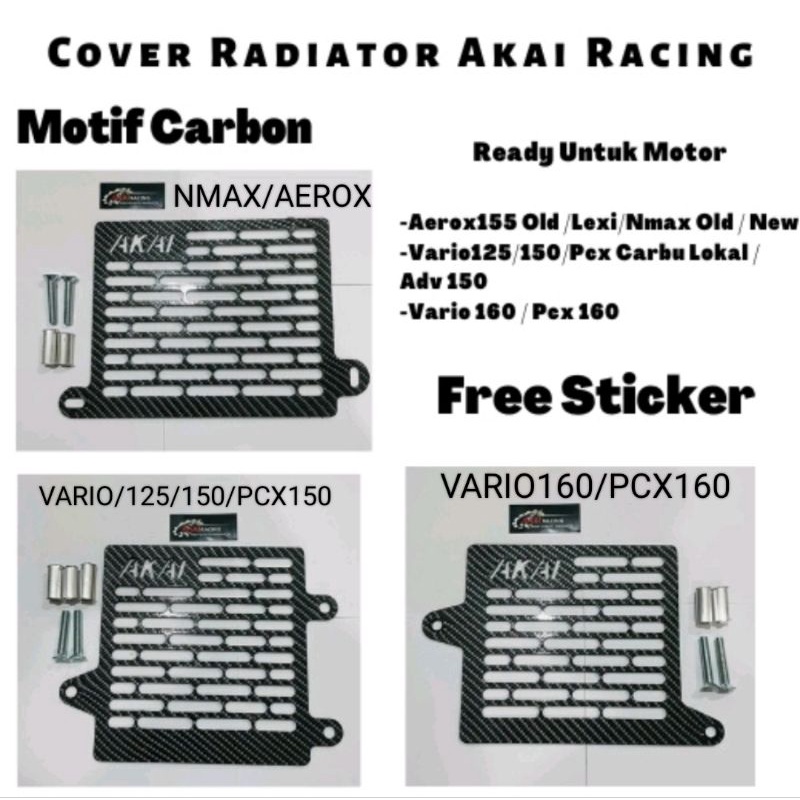 Cover Radiator / Tutup Radiator Censi Akai Racing Model Carbon Nmax old Nmax new / Aerox Lexy Pcx150/Pcx160 Vario160 Vario125 Vario150 dill