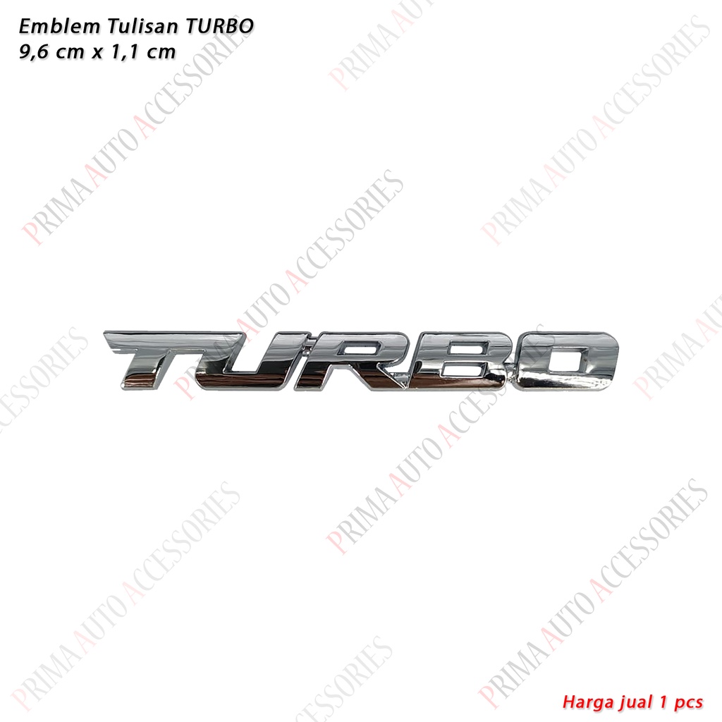 3D Emblem Full Metal Tulisan TURBO