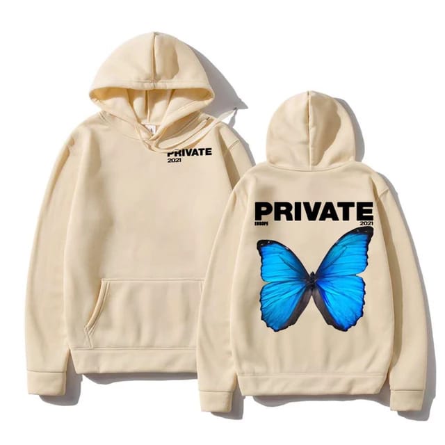 Sweater Hoodie BUTTERFLY PRIVATE Jumper Pria Wanita Bahan Fleece Tebal Ukuran S M L XL XXL XXXL
