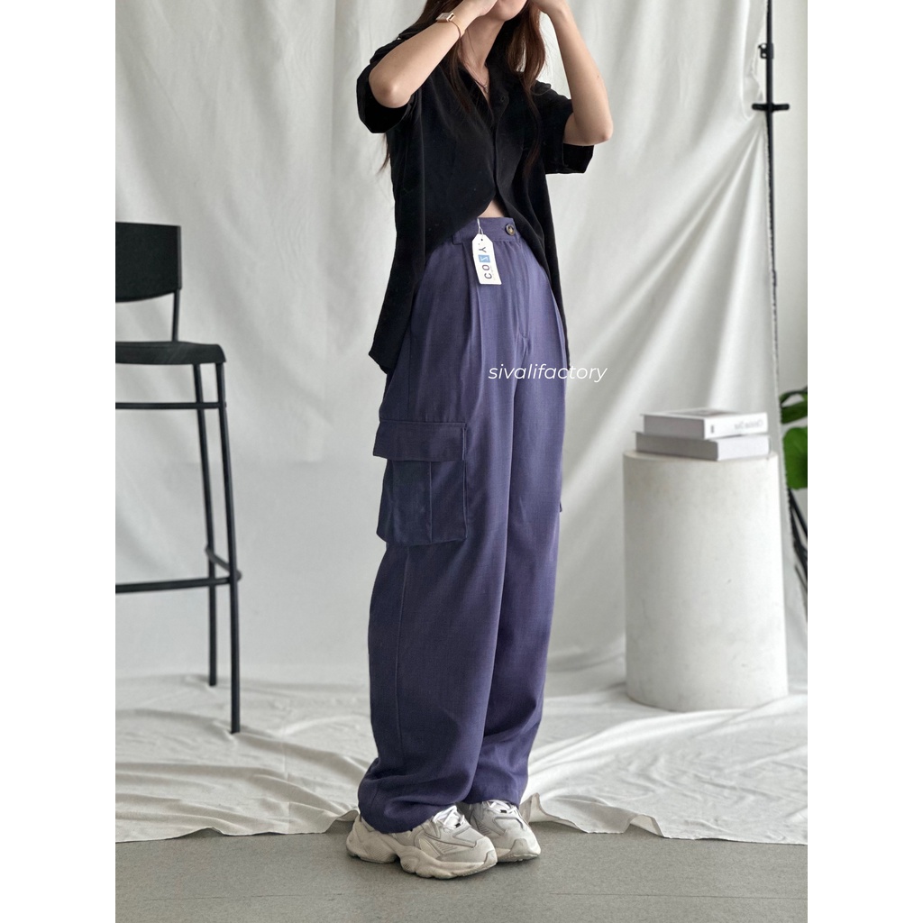 SIVALI Joan Cargo Pants - Highwaist Loose Cargo - Celana Kargo Wanita - Baggy Pants