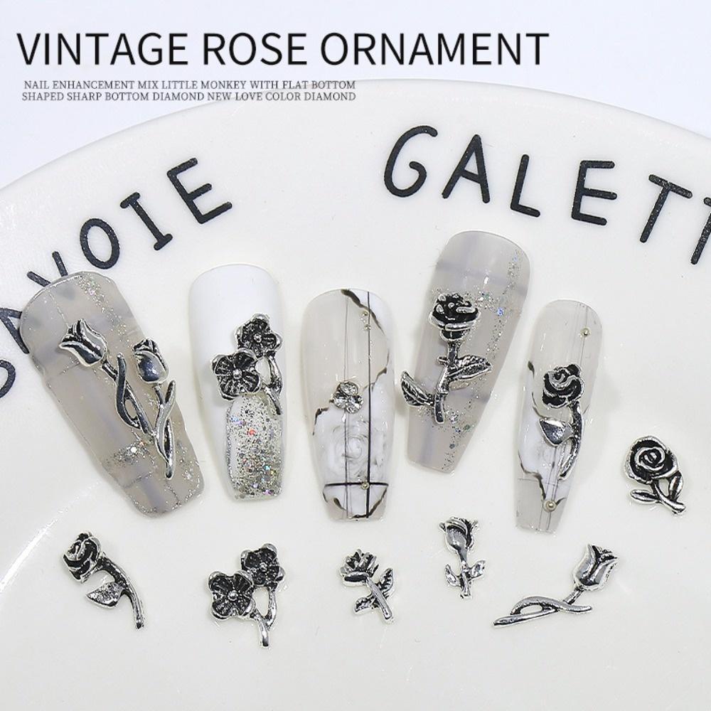 AUGUSTINA Agustina Rose Nail Art Dekorasi Aksesoris Manicure Jepang Hiasan Kuku Alloy 3D Nail Jewelry