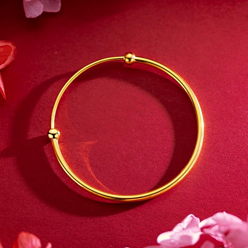 Goldkingdom Perhiasan Fashion Emas Asli Kadar 375 Bangkok Aksesoris Ready Stock Diy Manik Halus Universal Gelang Edisi Ringan Gelang Wanita Minimalis