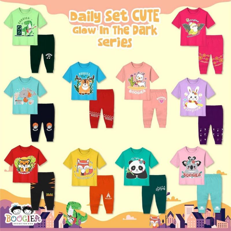 Daily Set Cute Glow in the Dark Series baju anak kekinian| Kirana Baby Kids