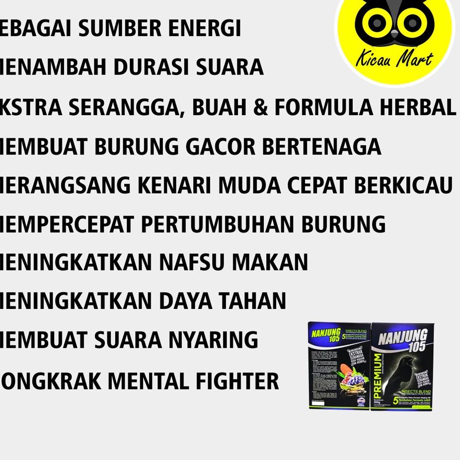 (Y-3&E㊚) NANJUNG 105 PREMIUM VOER PELLET EBOD JAYA PUR PELET PAKAN MAKANAN BURUNG MURAI KACER 100 GR