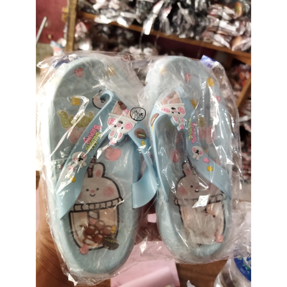 Sandal karakter anak perempuan karet jelly chibi goodluck 5019-A1 (24-35) sandal jepit anak terbaru