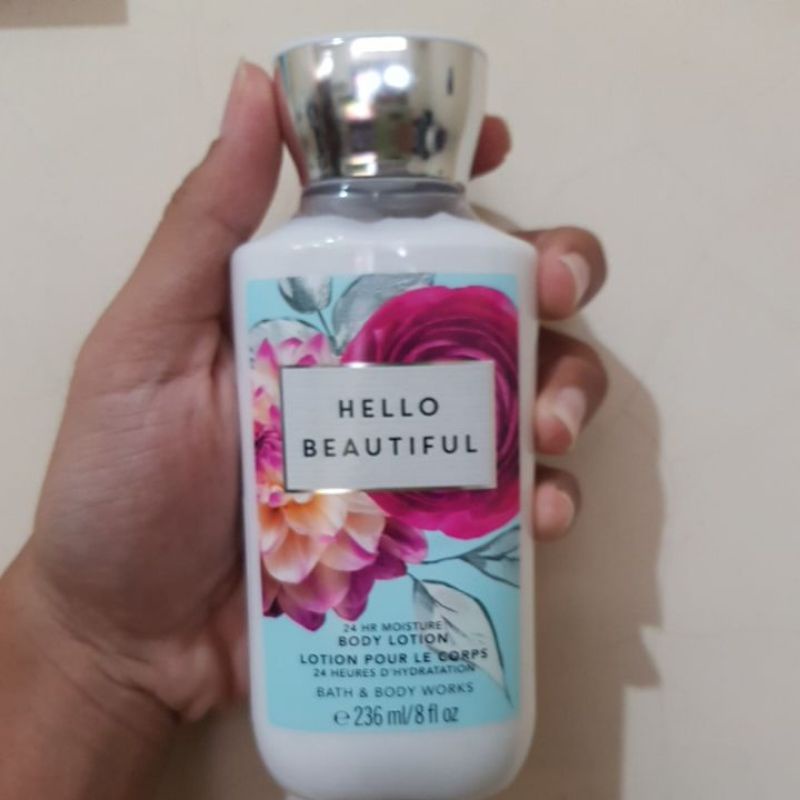 hello beautiful bath&body works body lotion bag paper
