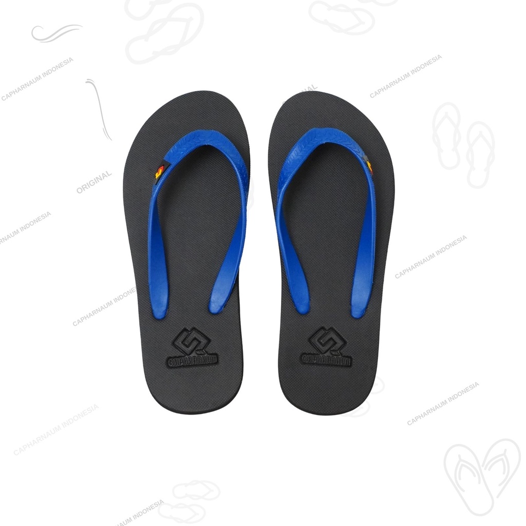 Capharnaum [Classic] Black On Blue Sandal Jepit Pria Simple Cozy