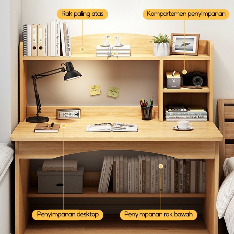 KUCA Meja Belajar Kerja Meja Kantor Meja Komputer Persegi Panjang Meja Kamar Tidur Sederhana Meja [ Garansi lima tahun ]-1