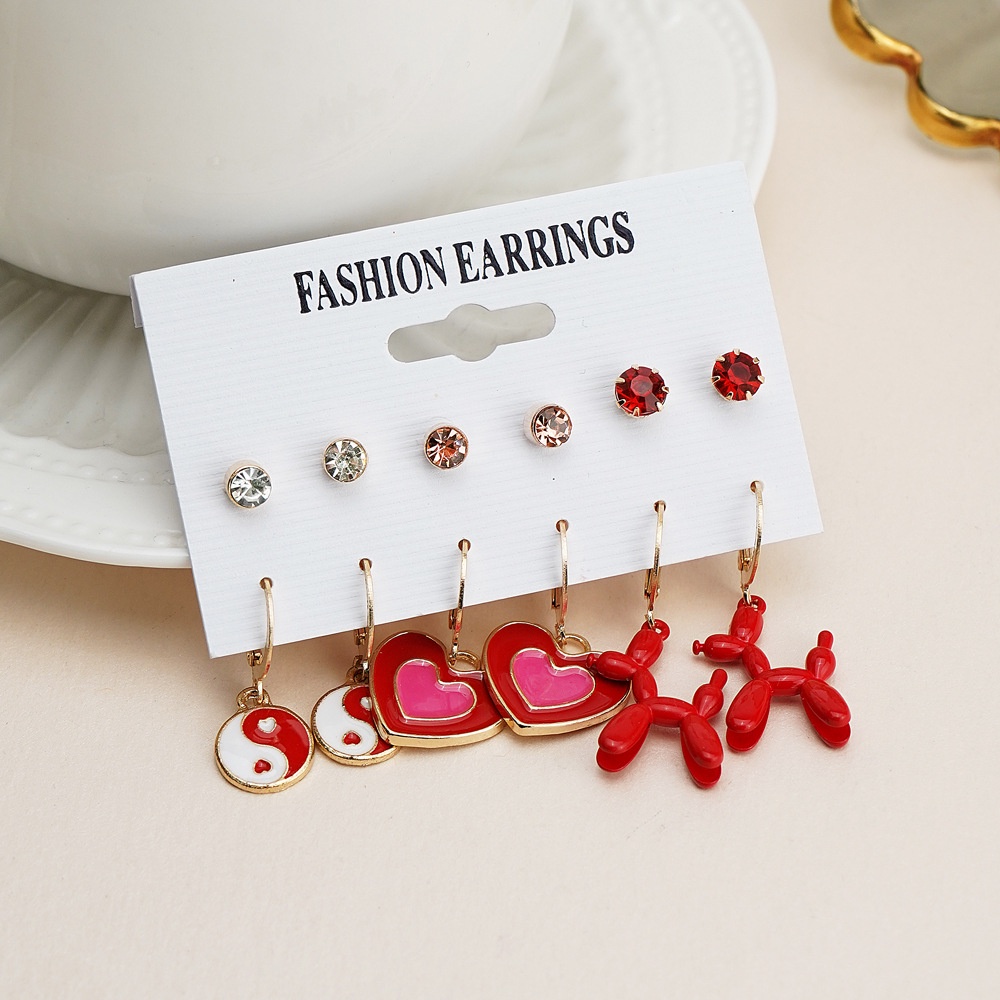 Lucu Beruang Anjing Anjing Acrycle Menetes Anting Minyak Set Untuk Wanita Warna-Warni Kupu-Kupu Bunga Daun Hati Stud Earring Pesta Hadiah