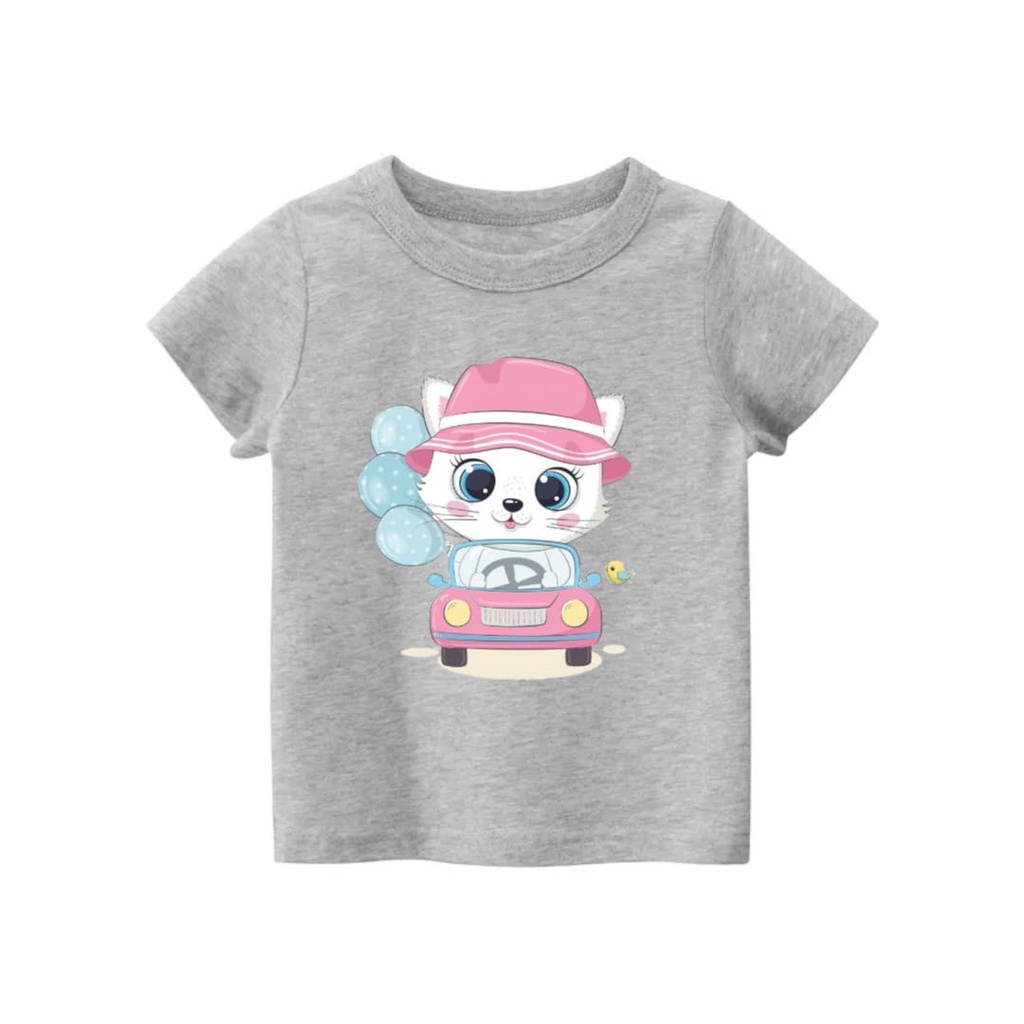 Rdkidid Atasan Lengan Pendek Anak Perempuan Baju Kaos Anak Cewek Motif Cat Car DTF