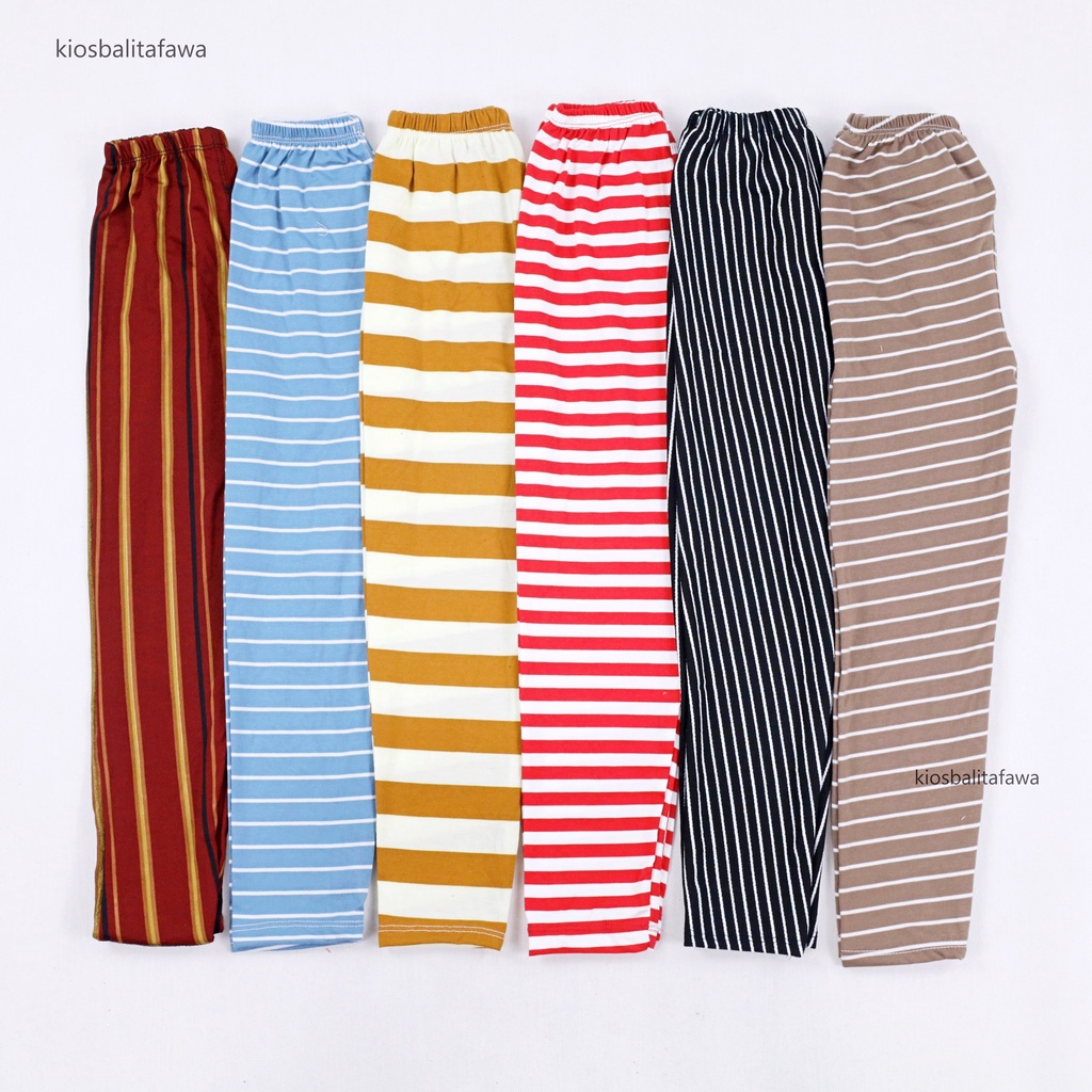 Legging Salur uk 8-10 Tahun / Leging Panjang Celana Motif Garis Anak Perempuan Tanggung Murah Adem