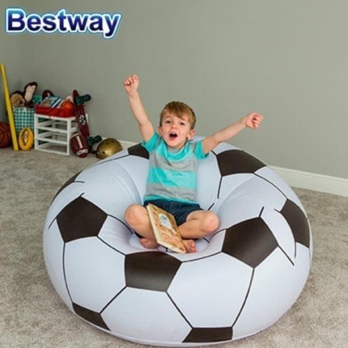 sofa angin tiup bentuk bola soccer ball inflate jumbo