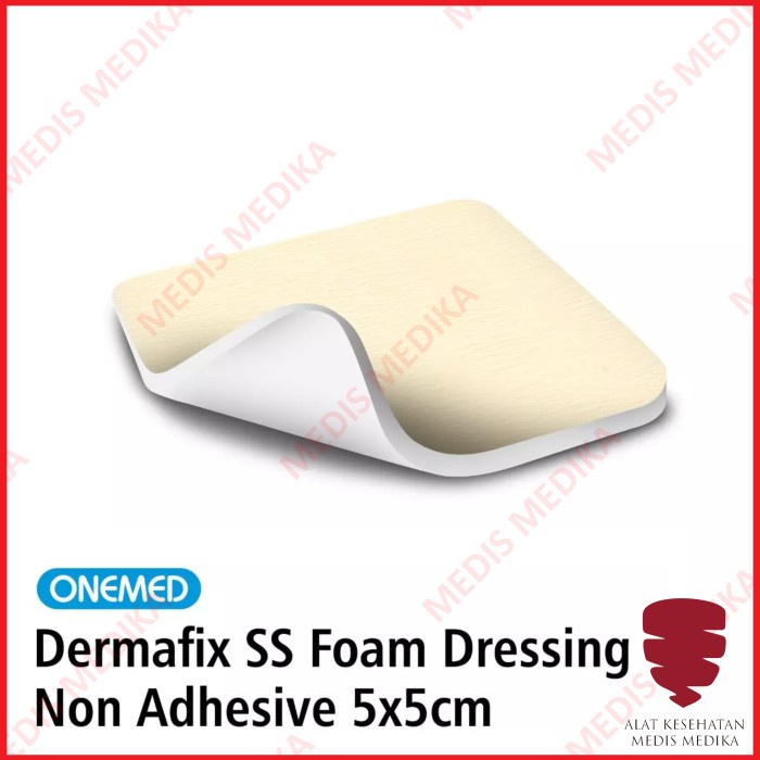 Dermafix SS 5 x 5 cm OneMed Non Adhesive Foam Dressing Plester Luka Plaster Sesar 5x5 5x5cm