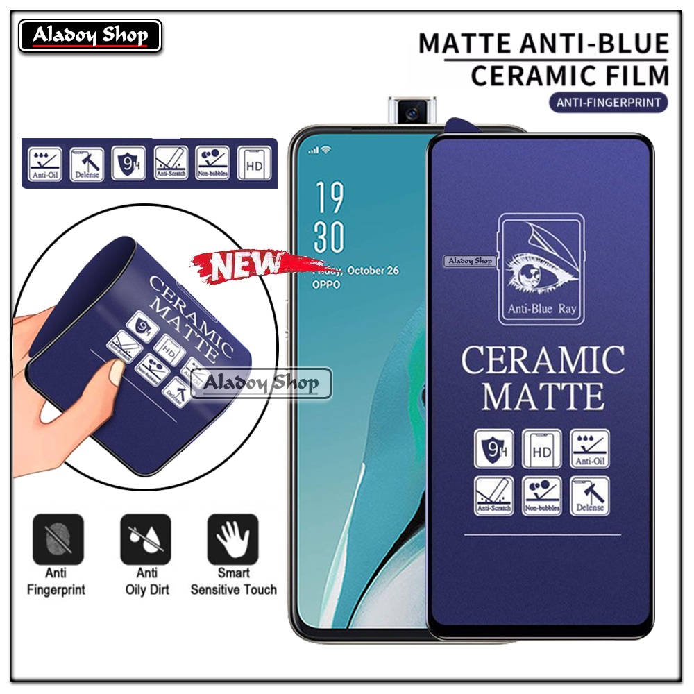 PAKET 3IN1 Anti Gores Blue Matte Anti Glare Oppo Reno 2F/2Z + Tempered Glass Camera dan Skin Carbon