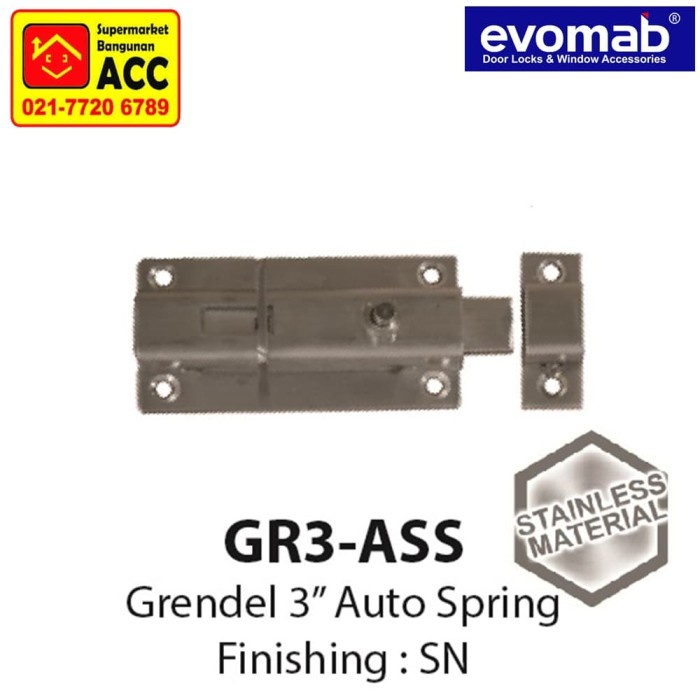 EVOMAB Grendel 3 Inch Autospring SS/ Selot Pintu