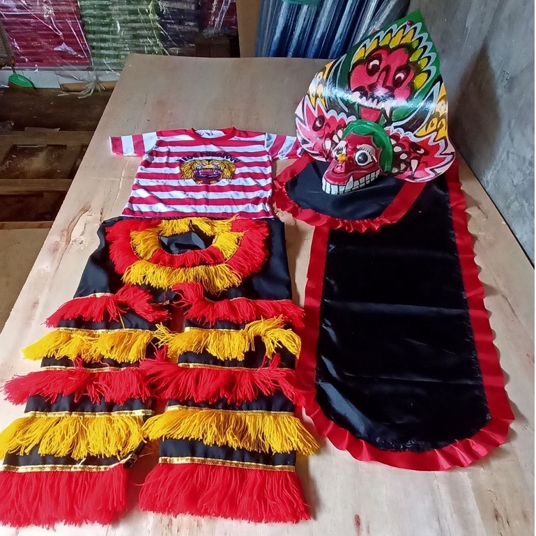 Setelan kaos Reog dan Celana Barongan siap pakai full embong | Stelan Baju Reog full set barongan | Stelan Baju Reog Ponorogo Anak