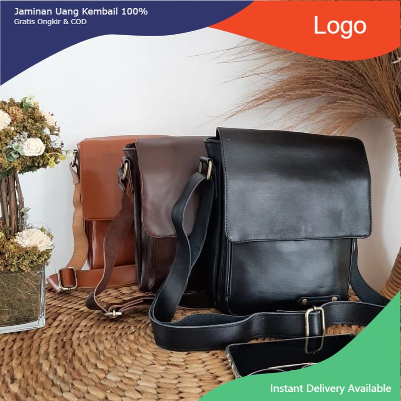 Tas selempang pria kulit asli slingbag cowok kulit asli garut sukaregang