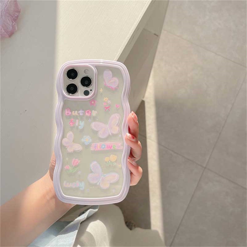 Realme 10 C33 C30 C31 C35 C21Y C25Y RealmeC11 C25 C17 C15 C12 C3 C2 Realme 7i 5 5i 6i 7 Pro Doodle Kupu Bunga Tepi Gelombang TPU Phone Case Cover