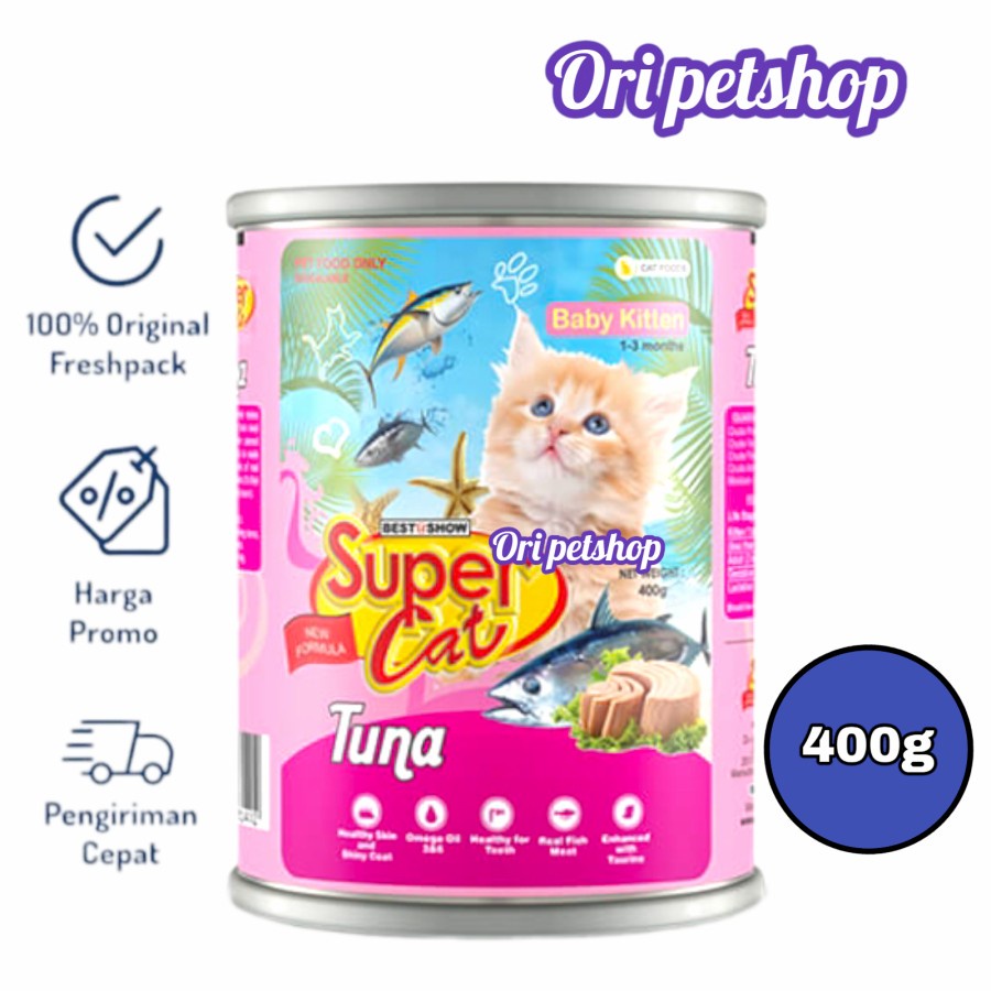 Supercat Kaleng Wet Cat Food 400g Baby Kitten Tuna