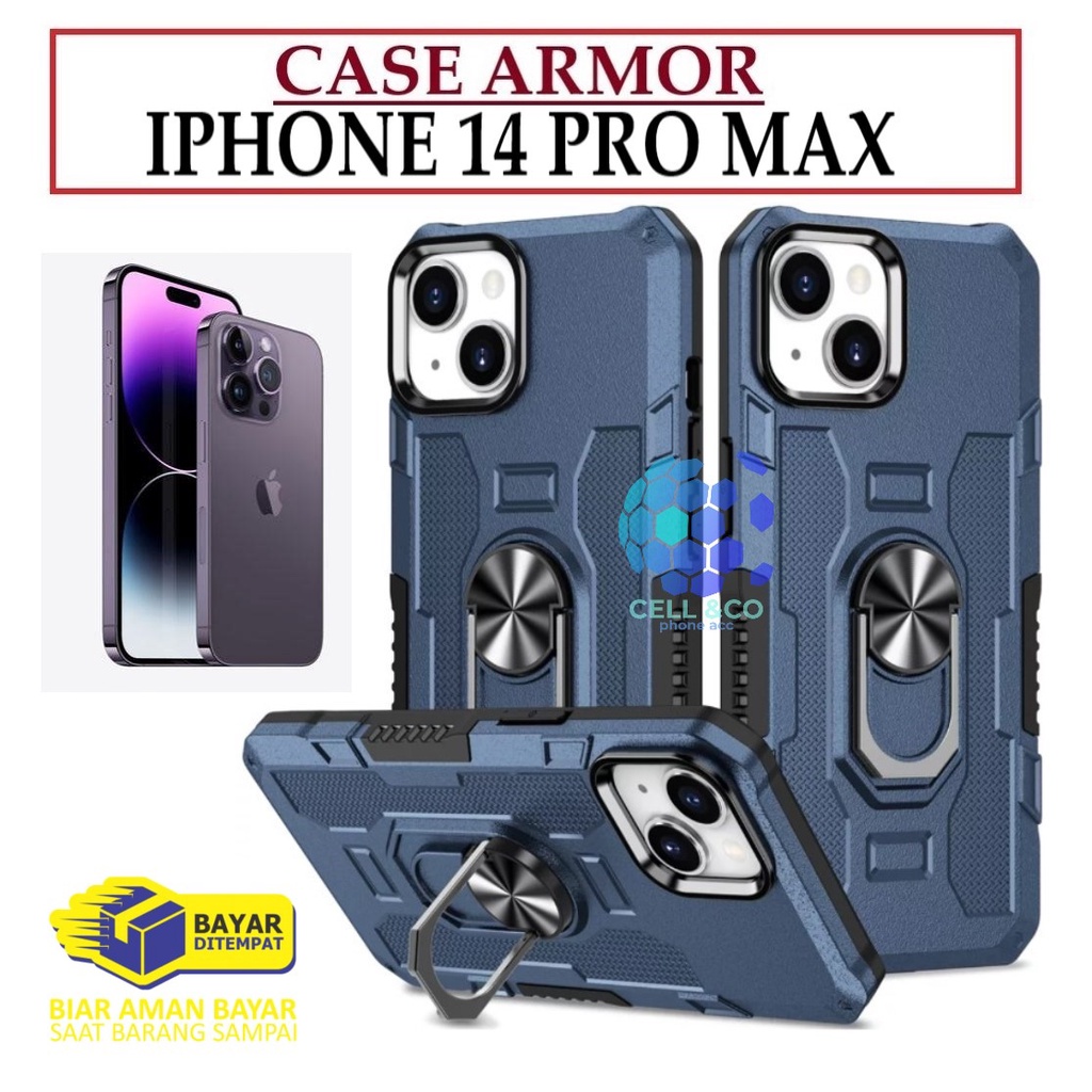 Case Armor IPHONE 14 PRO MAX Iring Cincin Magnetic Kesing Hp Protect kamera Premium Hard Case Standing Robot Pelindung Kamera