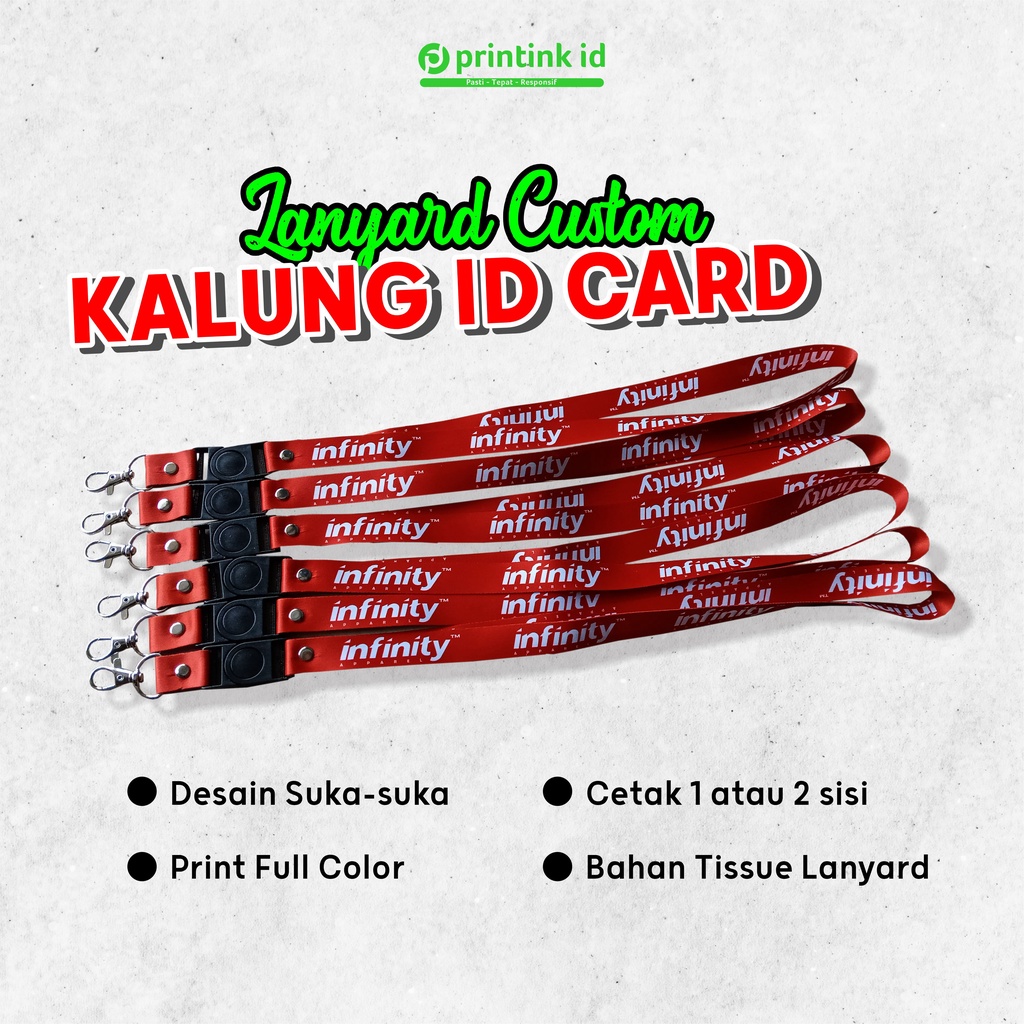 

Cetak Custom Lanyard ID CARD Lebar 1,5 cm / Lanyard Custom Termurah Kalung ID Card Lebar 1,5 cm