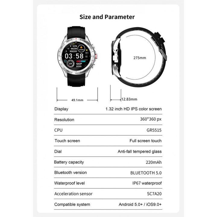 37 NORTH EDGE NL10 Bluetooth Smartwatch Healthy Tracker Waterproof IP67