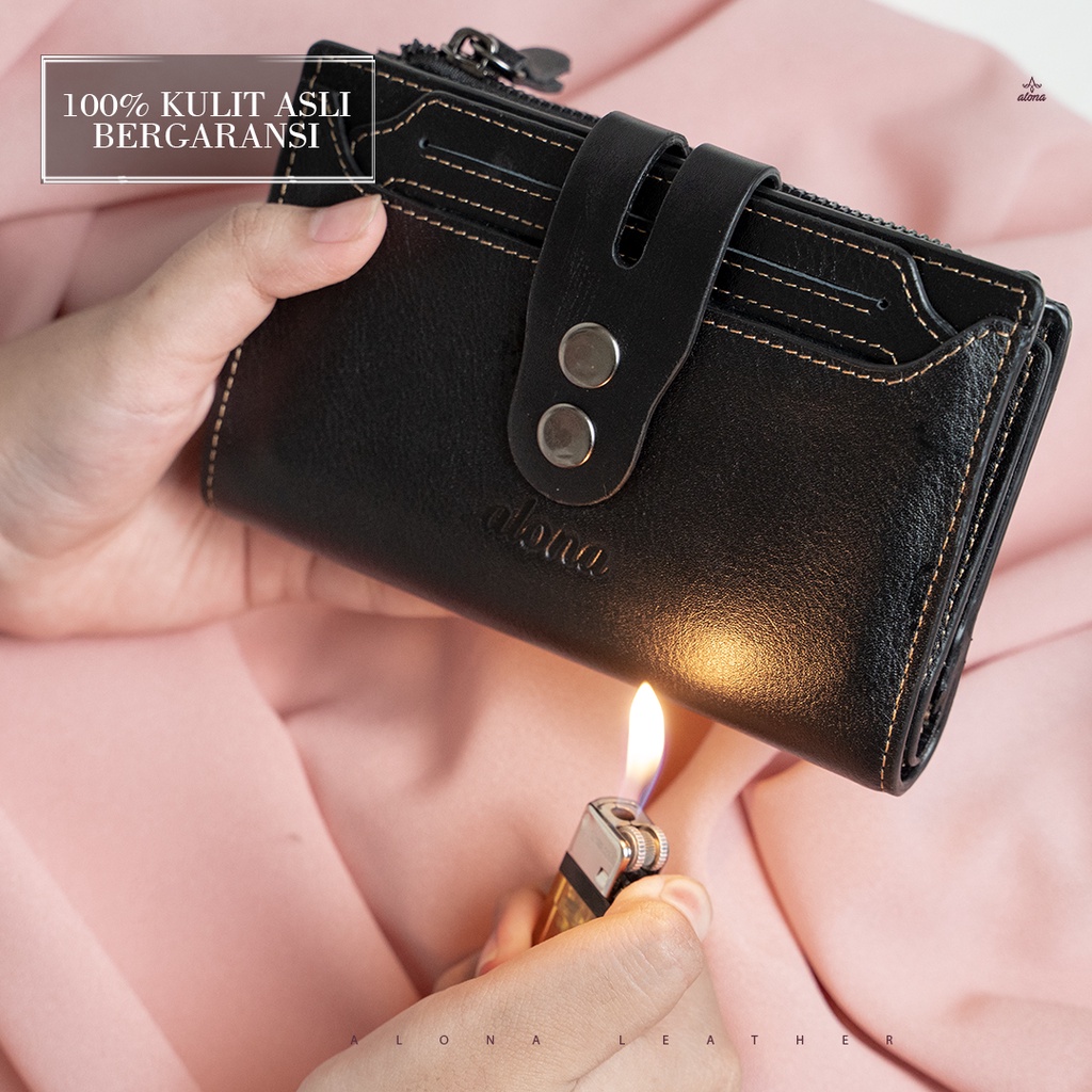 Dompet Lipat Kulit Wanita Branded Alona Tianna Leather Wallet Bahan 100% Kulit Sapi Asli Premium Cewek Terbaru