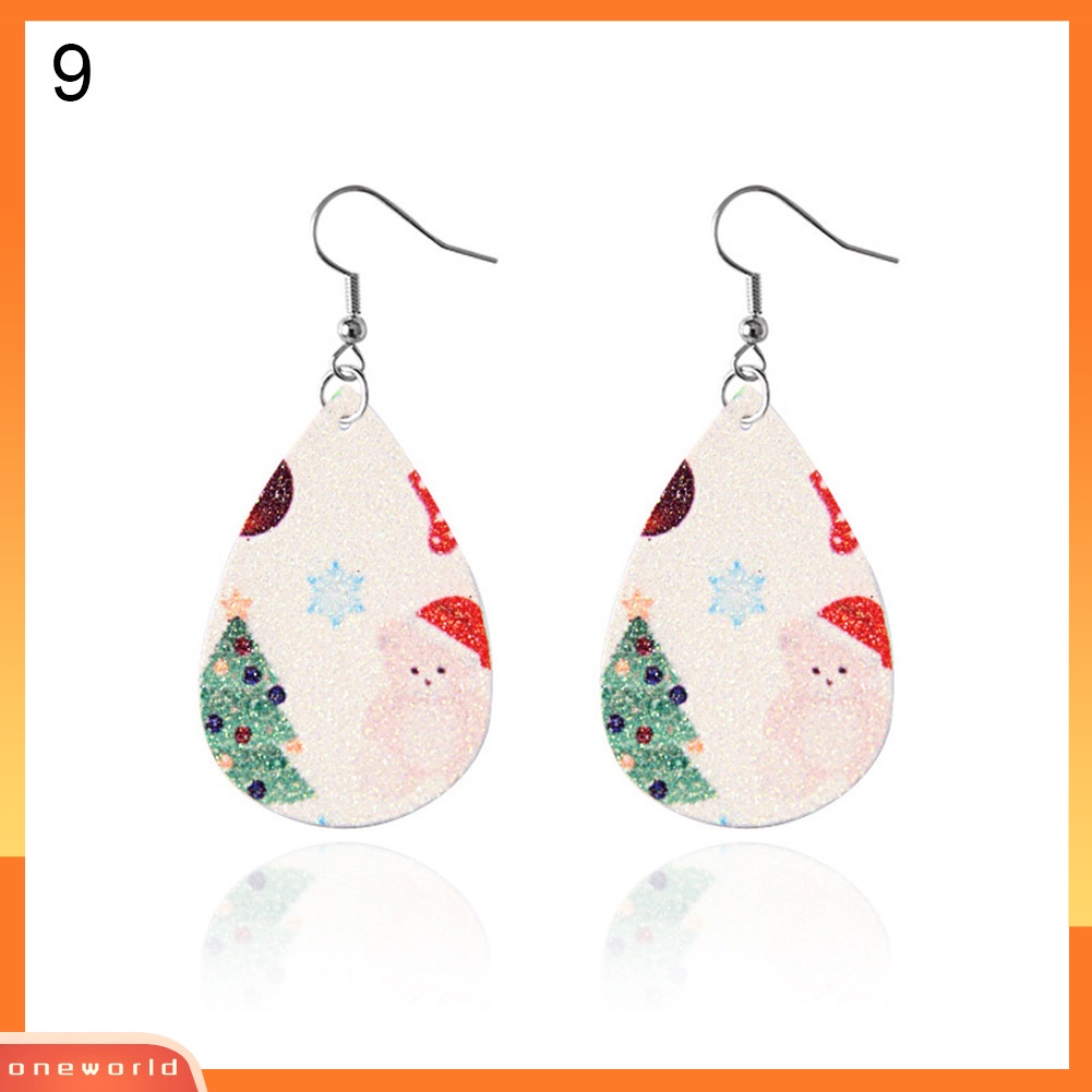 [WONE] Wanita Kulit Imitasi Teardrop Pohon Hati Menjuntai Kait Anting Perhiasan Hadiah Xmas