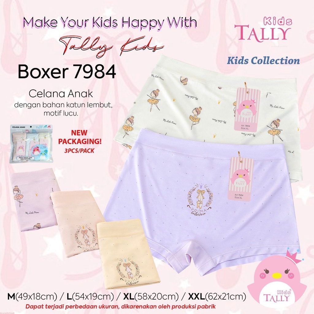 TALLY KIDS GIRL 7984 I CD CELANA DALAM BOXER ANAK CEWEK PEREMPUAN