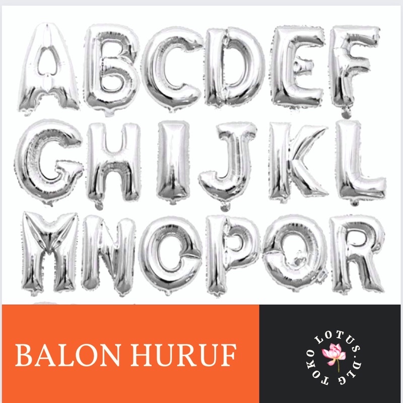 Balon huruf balon foil silver huruf dan angka 40cm
