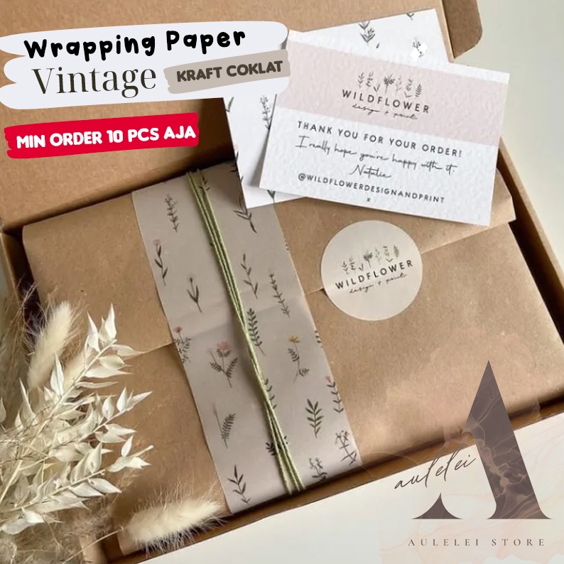 

Wrapping Paper Vintage Craft COKLAT Paket Olshop/ Kertas Pembungkus /Paper Wrap/ Wrap aesthetic