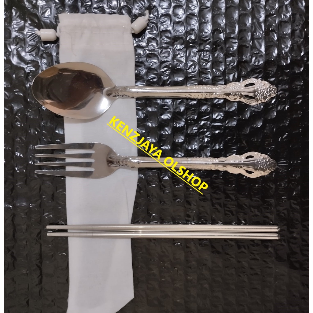 Sendok Set Stainless Alat Makan Sendok Garpu Sumpit Stainless Steel