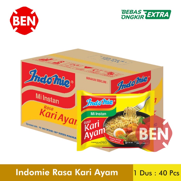 

Indomie Kari Ayam 1 Dus / 40 Bungkus / Bks / Pcs / Mi Mie Instan