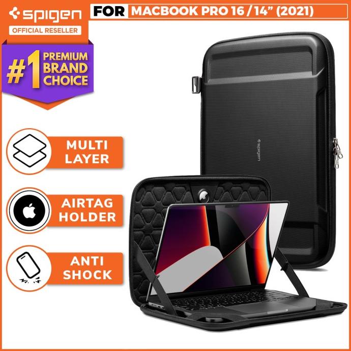 Tas Laptop Macbook Pro 14/16 2021 Spigen Rugged Armor Pro Sleeve Case - 14", Black