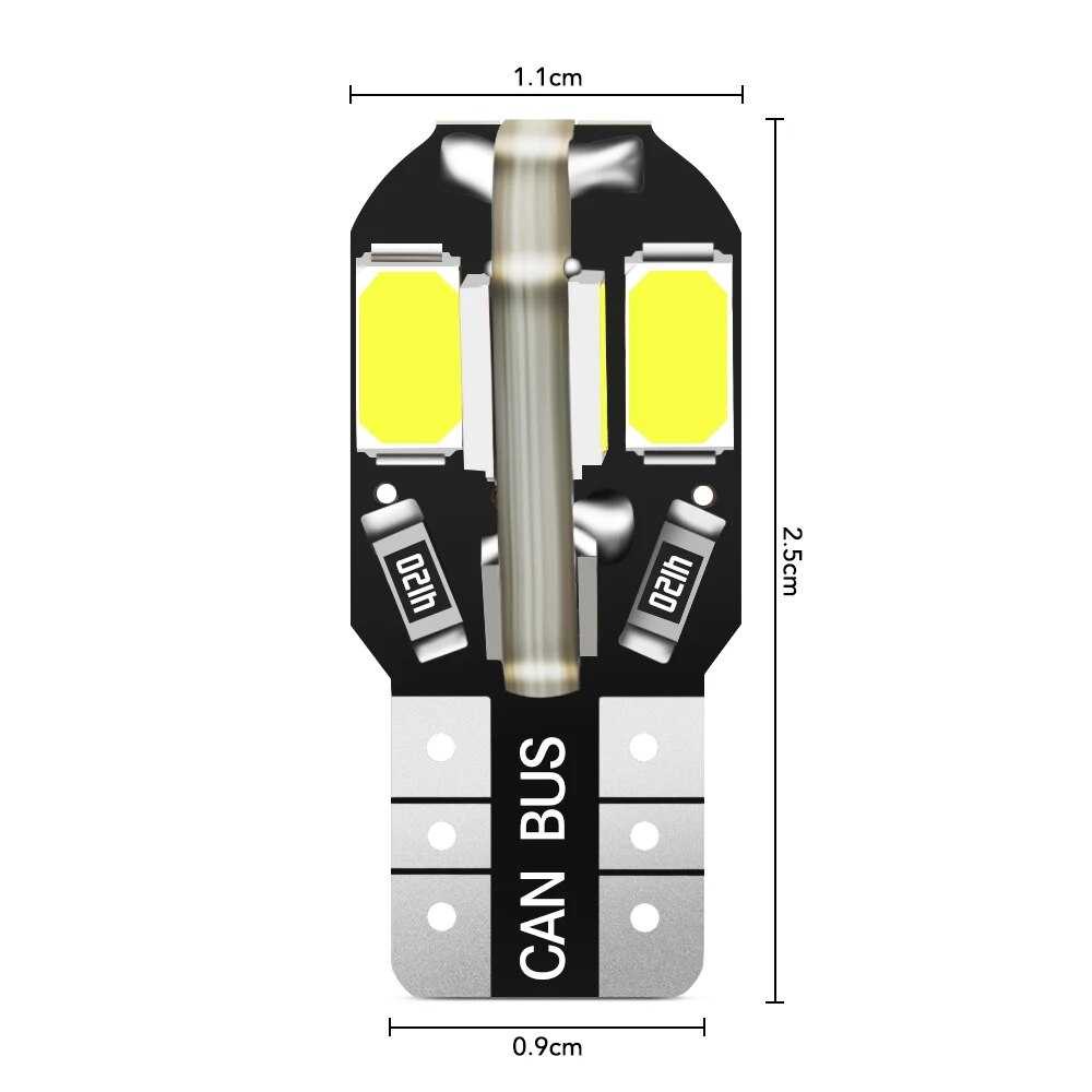 ASLENT Lampu LED Parkir Mobil Canbus LED T10 W5W 12V 6000K 1PCS - 8SMD ( Mughnii )