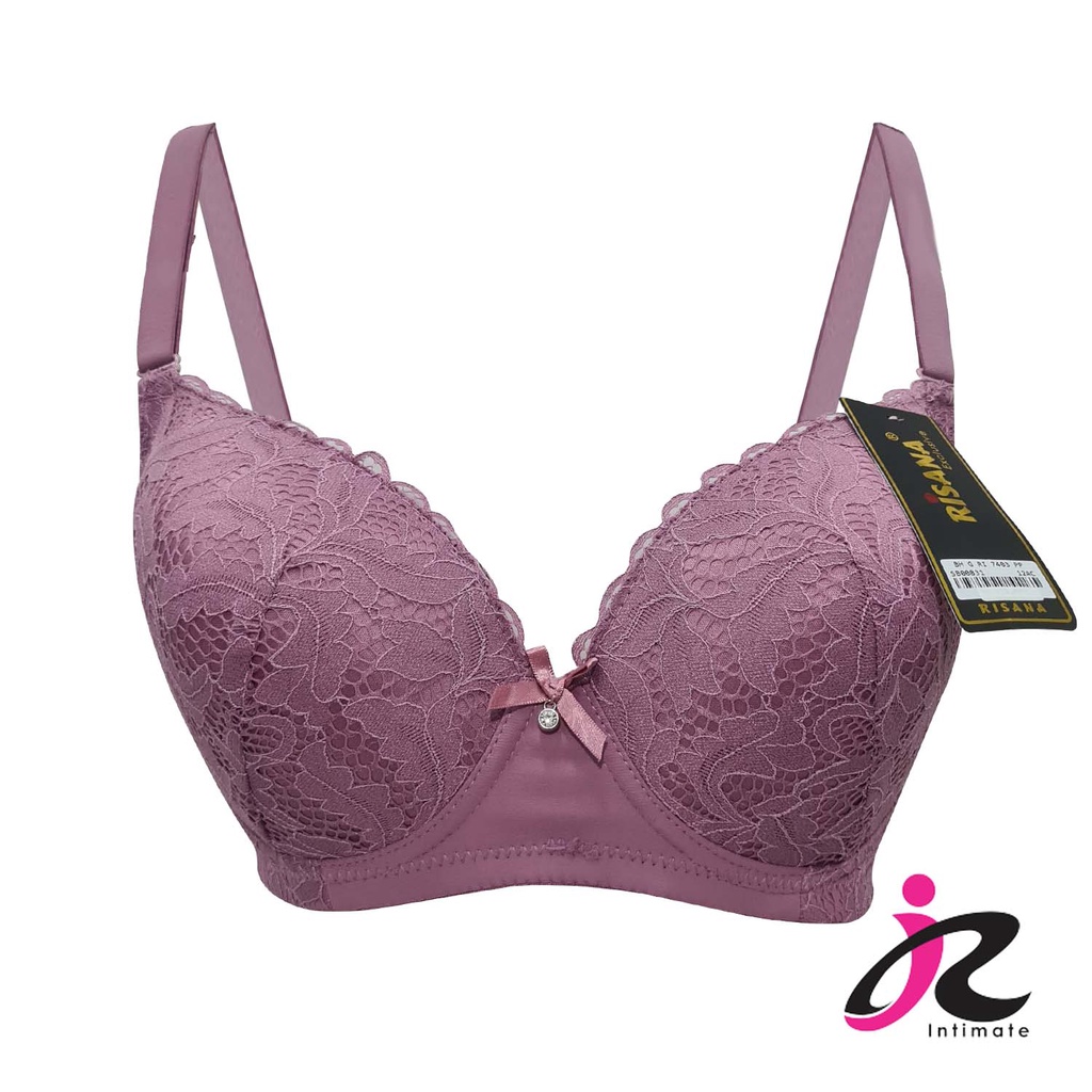 RISANA - Full Cup BRA Brukat Big Size Berkawat BH G RI 7403 PP | Size 38C-44C