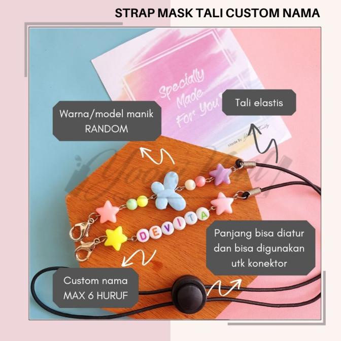 strap mask 2in1 tali rantai masker custom nama konektor hijab dewasa t-yoorinailart Ayo Beli