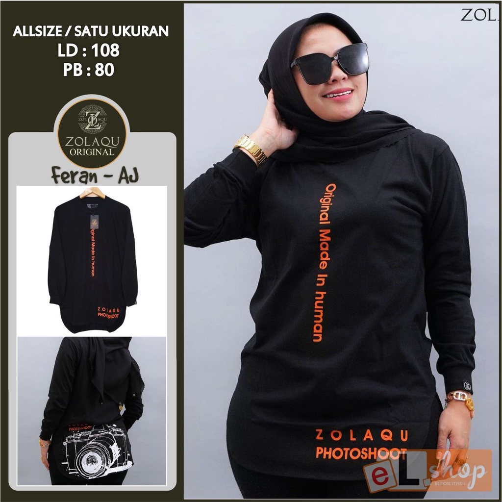 KAOS ZOLAQU ORI TERBARU 2022 ATASAN SEMI TUNIK OVERSIZE JUMBO ORIGINAL 100% PAKAIAN WANITA OUTFIT CL