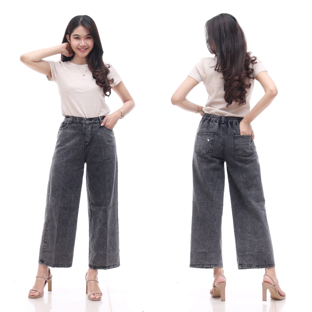 Celana Wanita Highwaist Kulot Jeans Wanita Loose