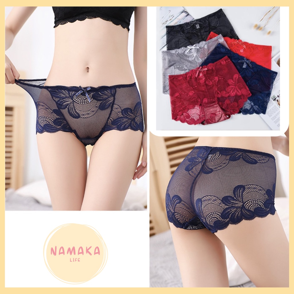[NL] CELANA DALAM HOT LINGERIE LACE BROKAT HIGH WAIST CD PANTY SEXY SEKSI HOT TRANSPARANT TRANSPARAN