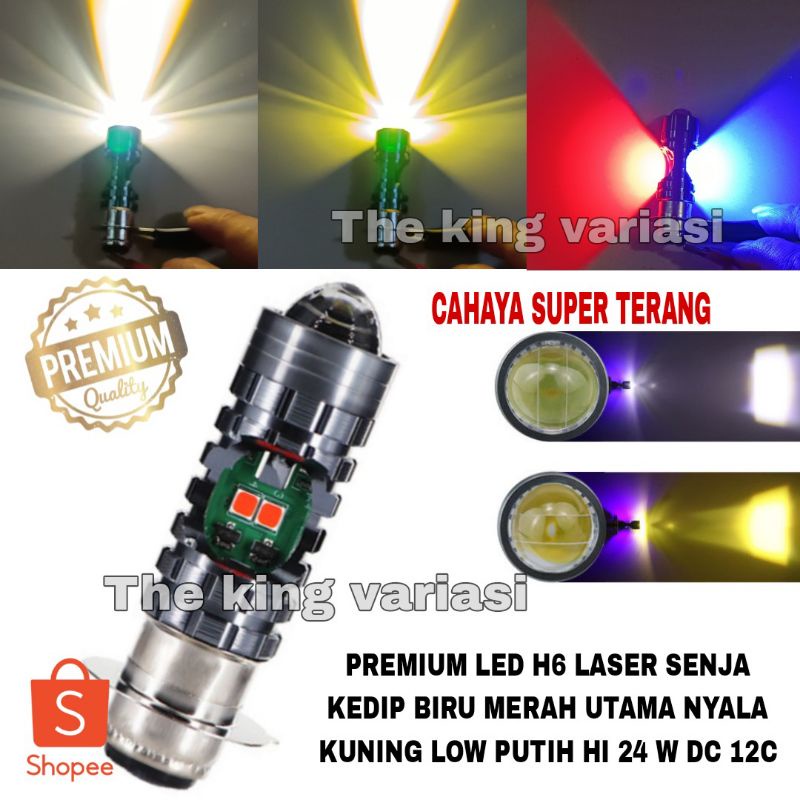 LAMPU DEPAN UTAMA LED MOTOR H6 LASER SENJA 2 SISI KEDIP/LAMPU DEPAN MOTOR H6 LASER SENJA/LAMPU H6 LA