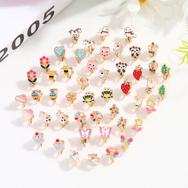 Sa Anting Buah Anting Clip-on Earrings Set Warna Campur Anting Tidak Sakit Tidak Berlubang