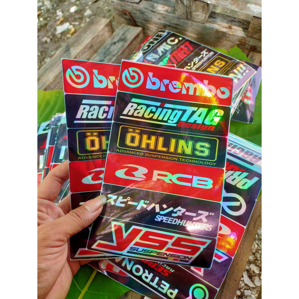 sepaket stiker tulisan racing hologram stiker hits stiker viral