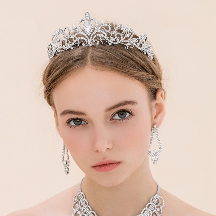 [HOT Sale] Gadis Aksesoris Rambut Non-slip Pesta Ulang Tahun Untuk Pengantin Pernikahan Bridesmaid Wanita Mahkota Dengan Sisir Queen Princess Wanita Vintage Berlian Imitasi Bando Kristal Hiasan Kepala